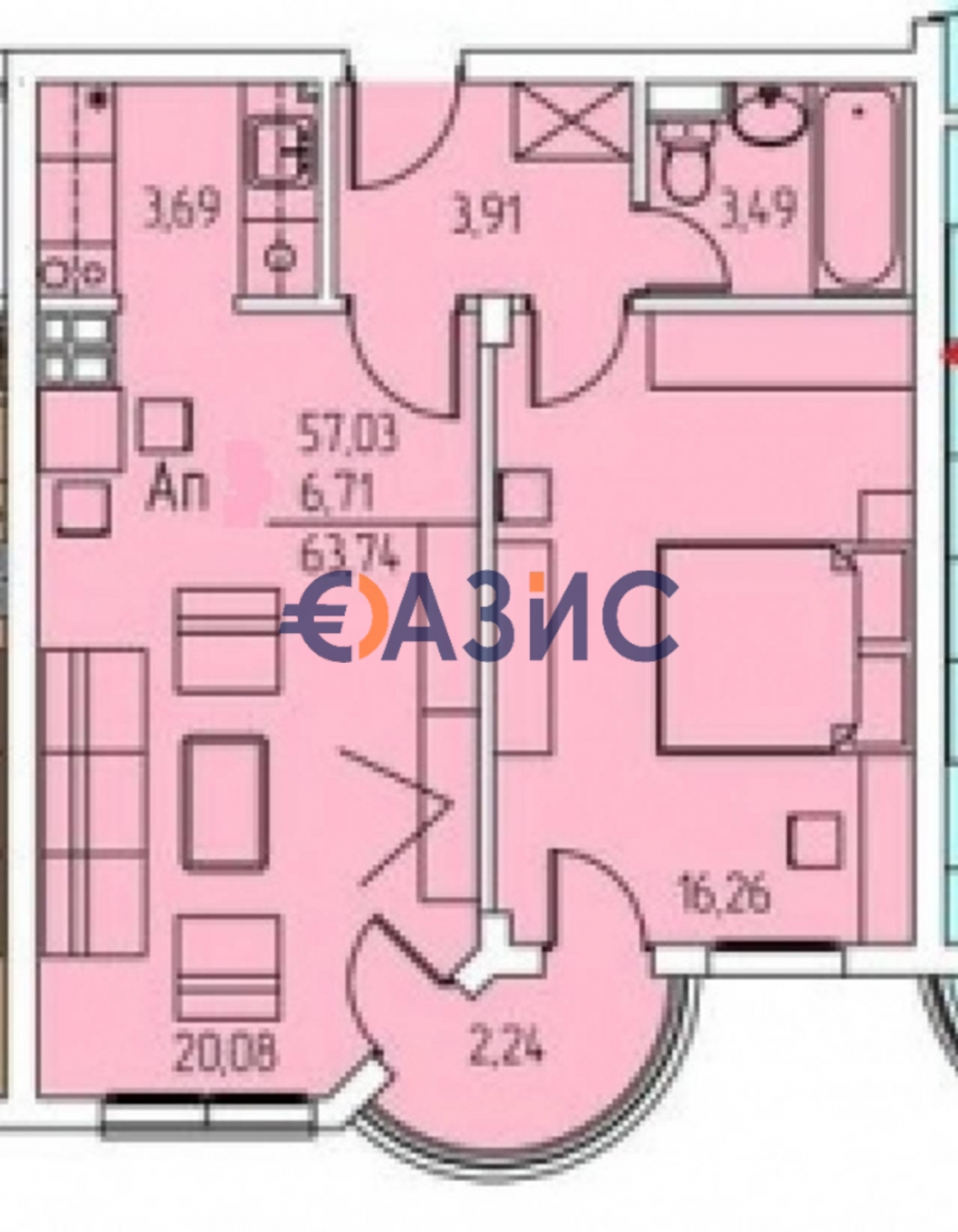 Wohnung 2 Schlafzimmer 65 m² Ravda, Bulgarien